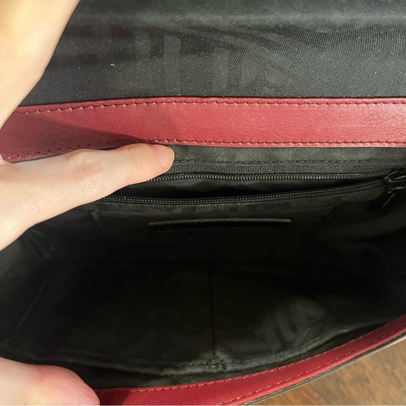 Rebecca Minkoff Chevron Quilted Love Crossbody Leather and Suede Burgundy/Silver - Picture 11 of 12